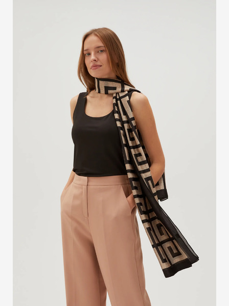 Moodo Bež-crni ženski Moodo šal s uzorkom