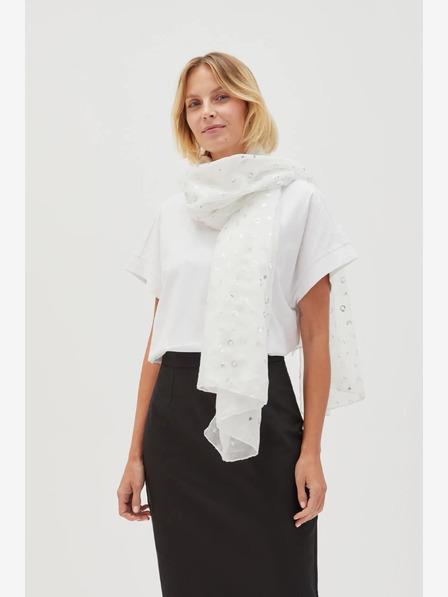 Moodo Moodo ženski bijeli šal na točkice