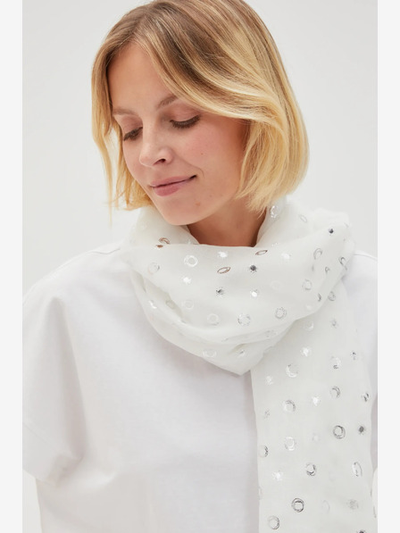 Moodo Moodo ženski bijeli šal na točkice