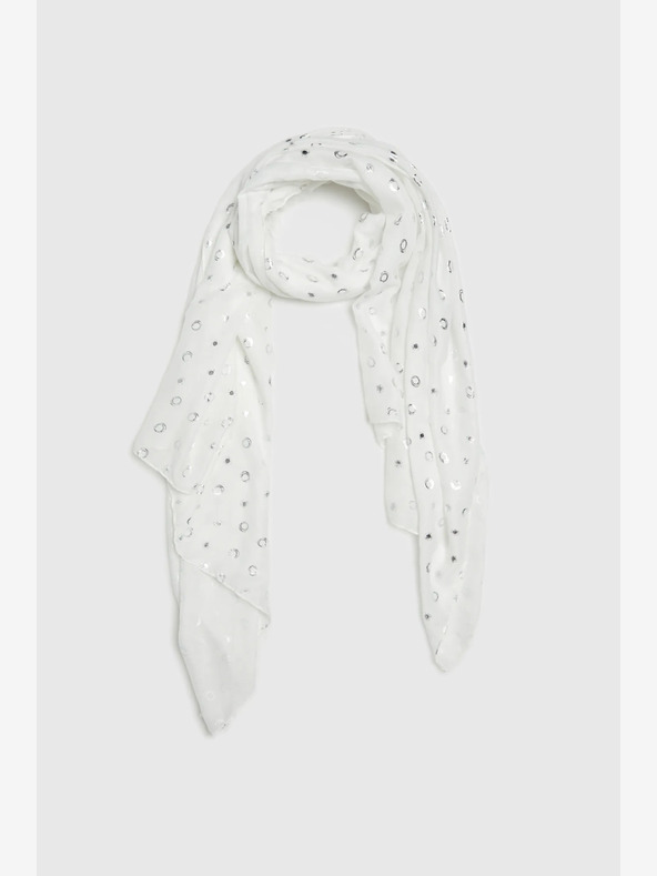 Moodo Moodo ženski bijeli šal na točkice