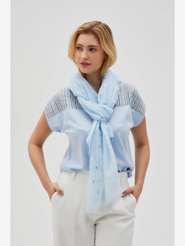 Moodo Moodo svjetloplavi ženski šal na točkice
