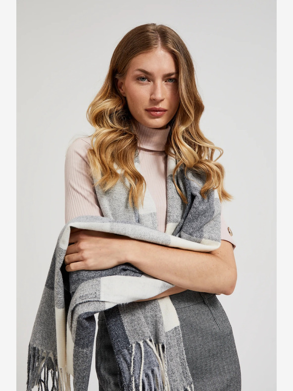 Moodo Bijelo-sivi kockasti Moodo šal za žene