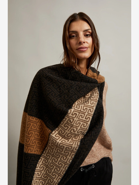 Moodo Smeđe-crni ženski Moodo šal s uzorkom