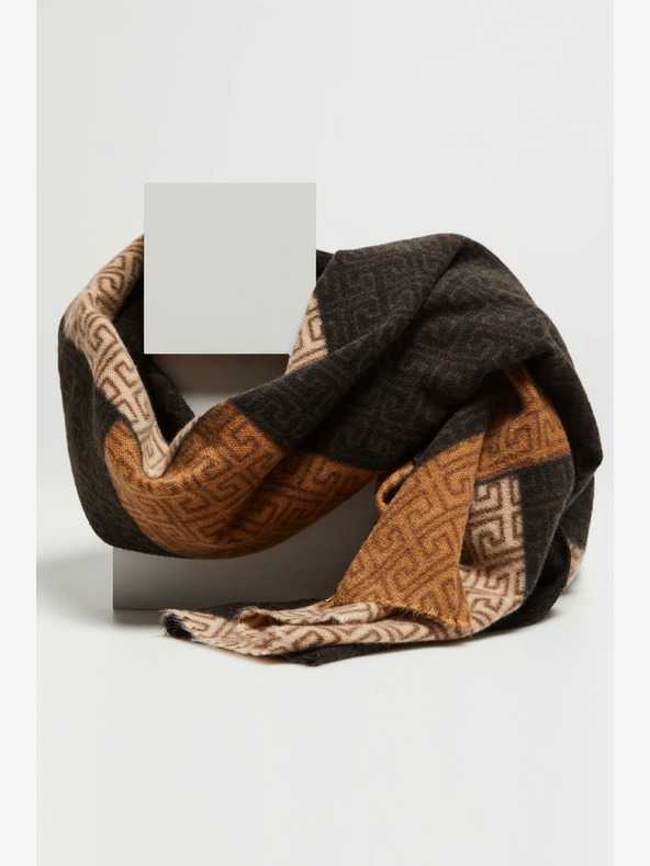 Moodo Smeđe-crni ženski Moodo šal s uzorkom