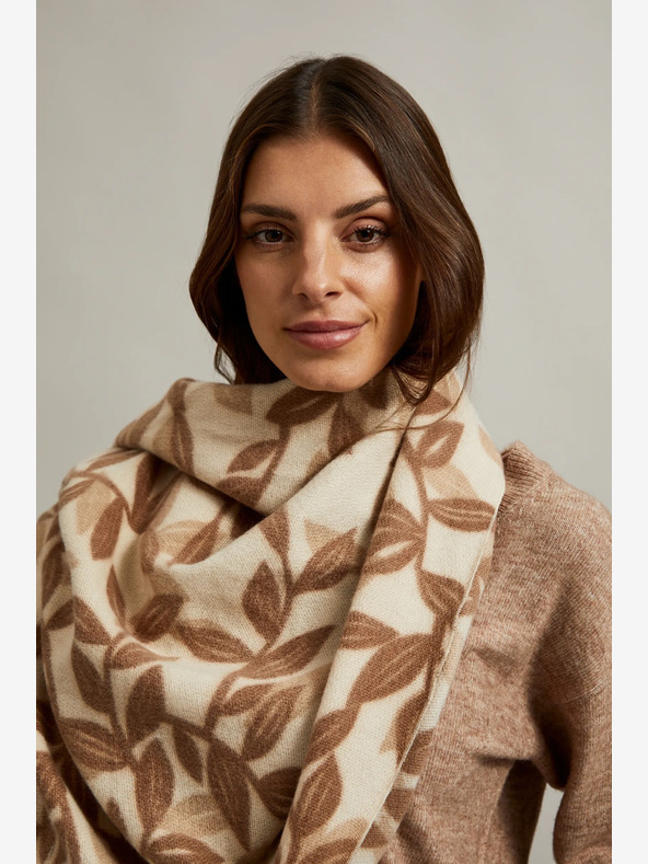 Moodo Smeđe-bež ženski Moodo šal s uzorkom