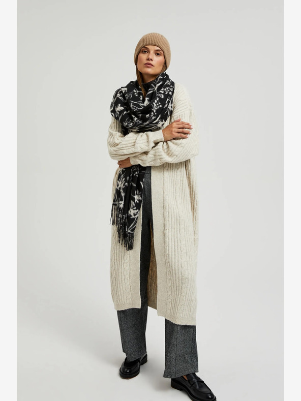 Moodo Bijelo-crni ženski Moodo šal s uzorkom