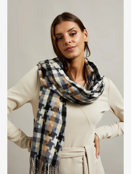 Moodo Smeđe-sivi ženski Moodo karirani šal