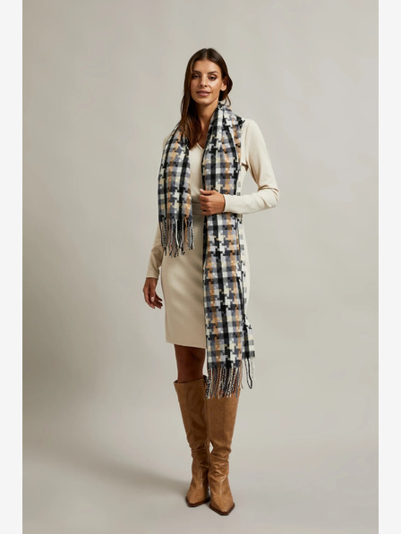 Moodo Smeđe-sivi ženski Moodo karirani šal