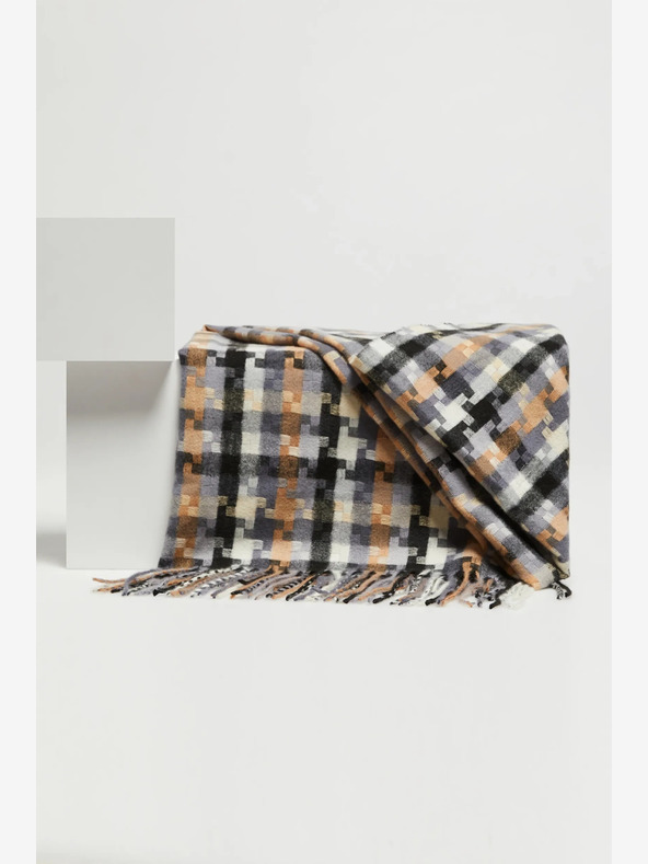 Moodo Smeđe-sivi ženski Moodo karirani šal