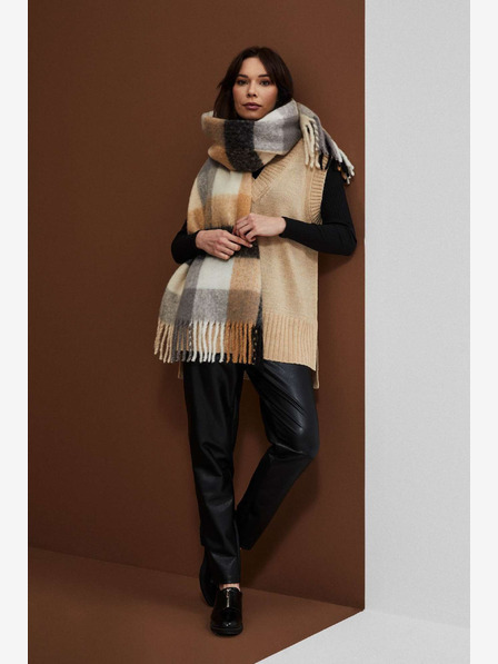 Moodo Moodo crni i bež kockasti šal za žene