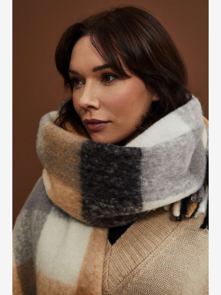 Moodo Moodo crni i bež kockasti šal za žene