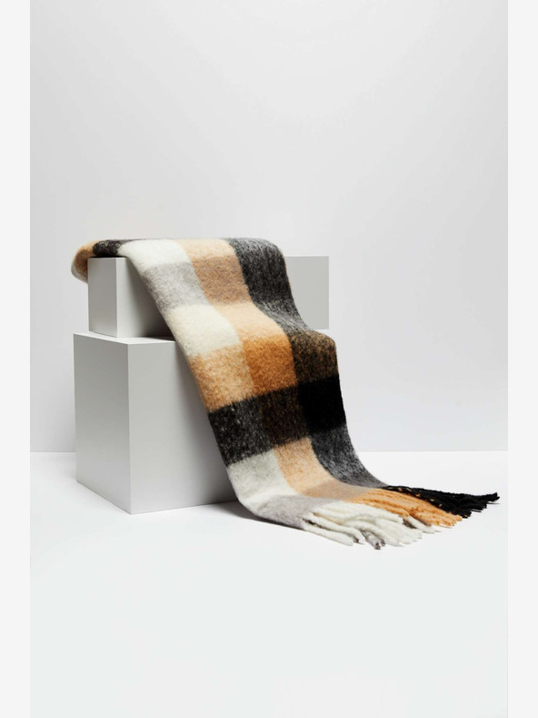 Moodo Moodo crni i bež kockasti šal za žene