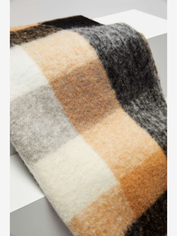 Moodo Moodo crni i bež kockasti šal za žene