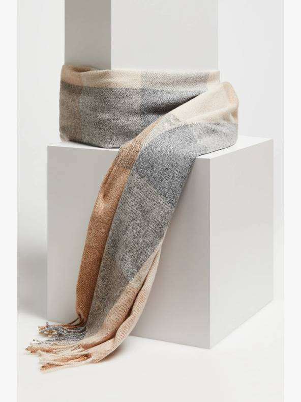 Moodo Moodo sivo-bež karirani šal za žene