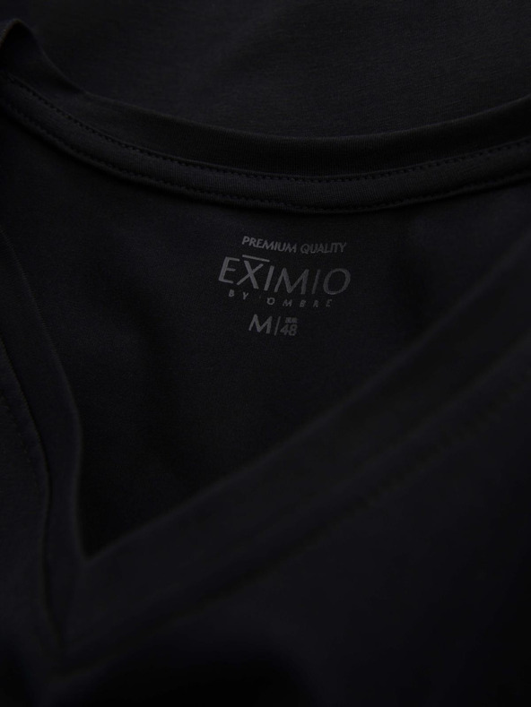 Ombre Clothing Muška majica kratkih rukava s V izrezom SLIM FIT s elastanom i printom crna Ombre odjeća