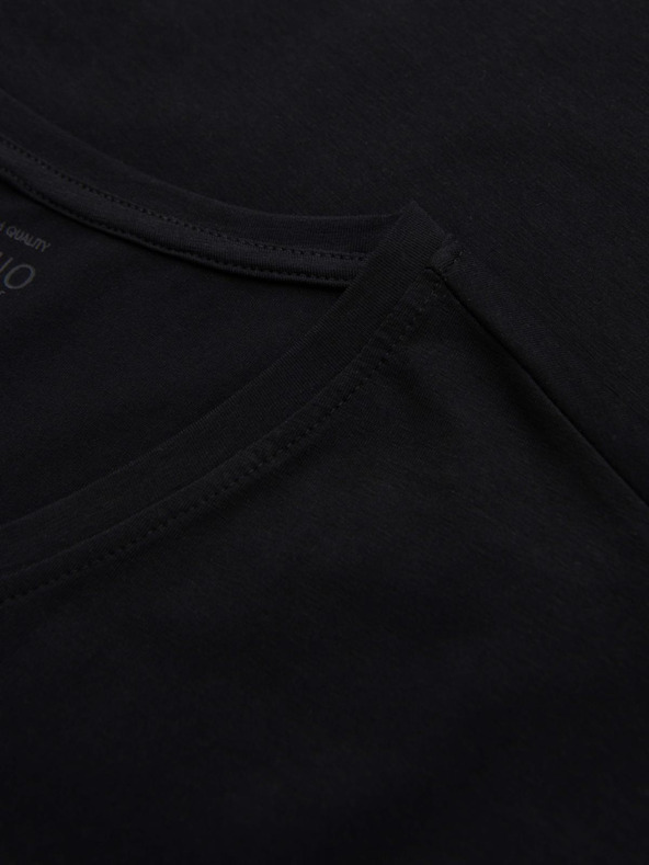 Ombre Clothing Muška majica kratkih rukava s V izrezom SLIM FIT s elastanom i printom crna Ombre odjeća