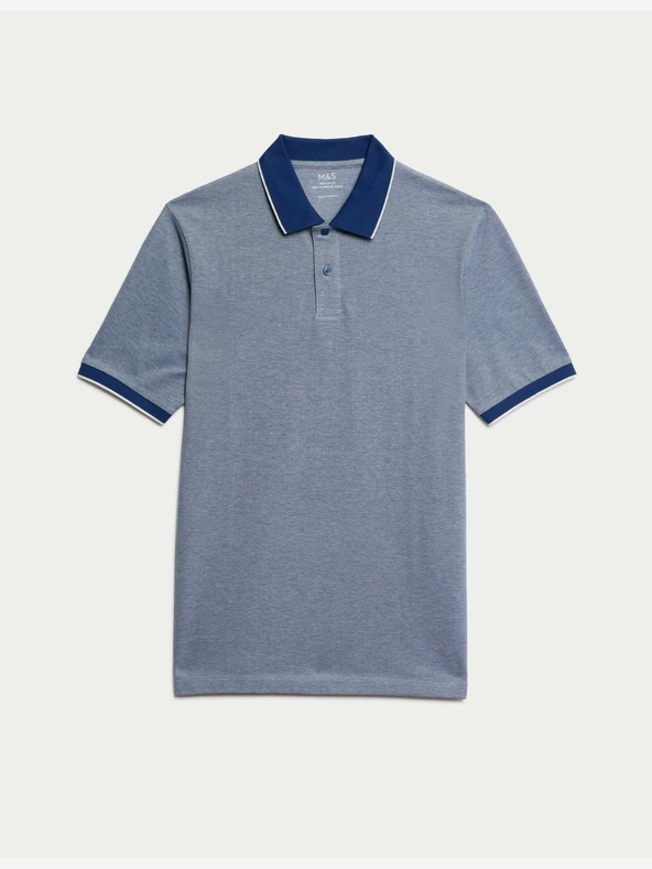 Marks & Spencer Ultimate Marks & Spencer Pique polo majica s naglašenim rubovima plave boje