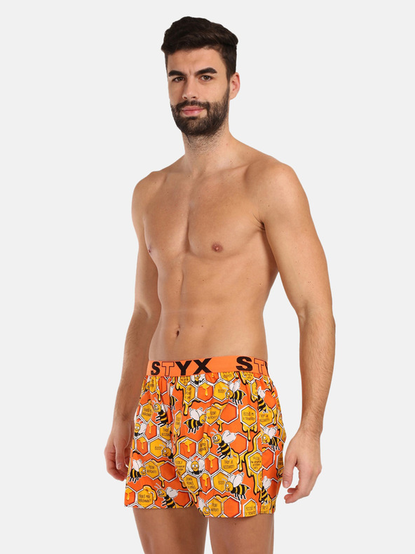 Styx Žuto-narančaste muške kratke hlače s uzorkom Styx Bees