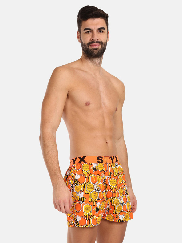 Styx Žuto-narančaste muške kratke hlače s uzorkom Styx Bees