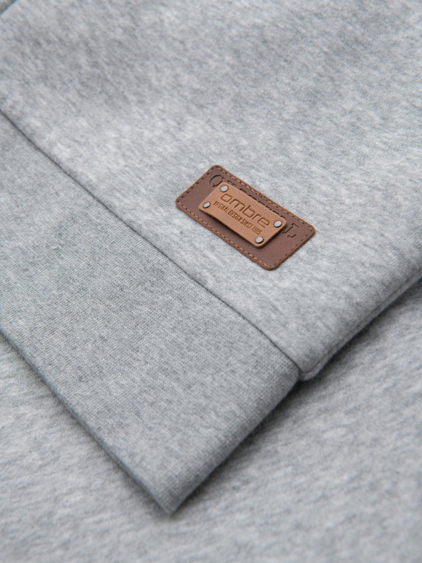 Ombre Clothing Muška majica s kapuljačom na kopčanje - siva melanž V2 OM-SSZP-0186 Ombre odjeća