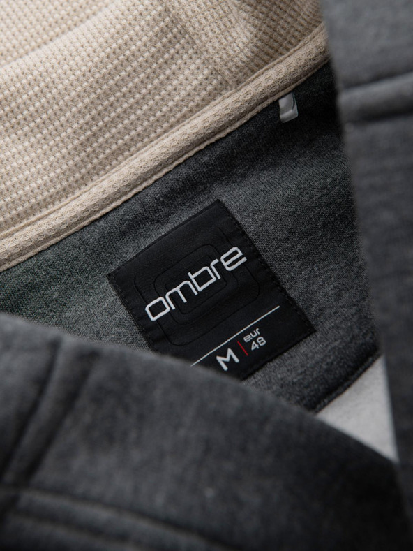 Ombre Clothing Muška majica s kapuljačom na kopčanje - Graphite Melange V4 OM-SSZP-0186 Ombre odjeća