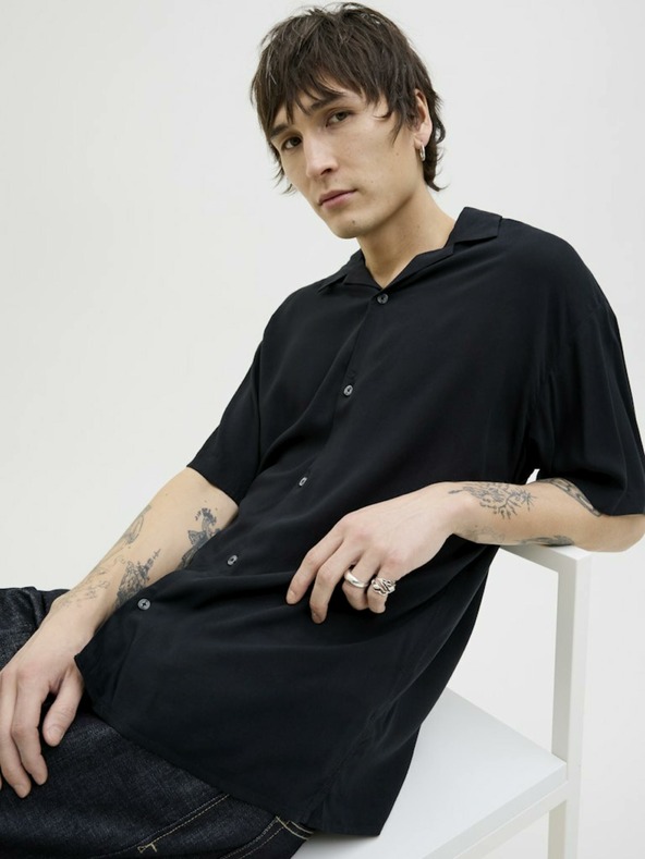 Jack & Jones Jack & Jones Crna muška košulja kratkih rukava