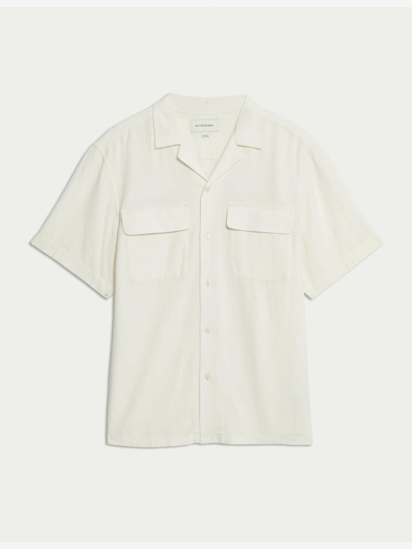 Marks & Spencer Marks & Spencer košulja od mješavine kubanskog ovratnika krem ​​platna