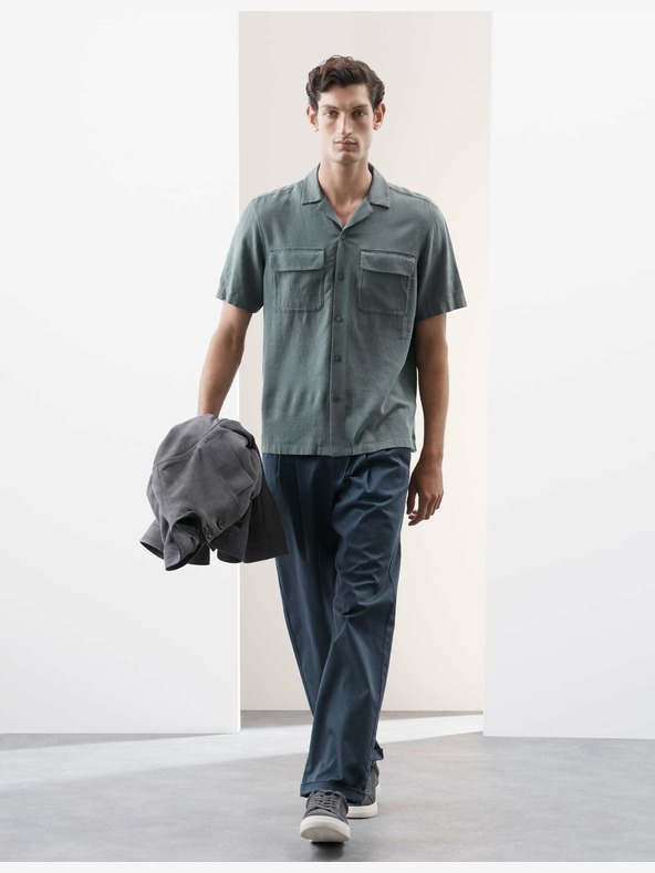 Marks & Spencer Marks & Spencer siva košulja od mješavine lana s kubanskim ovratnikom