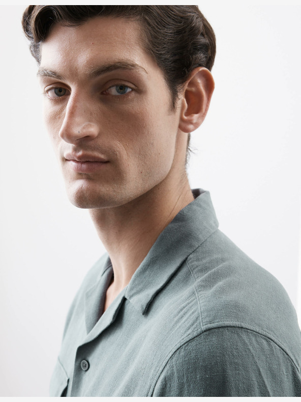 Marks & Spencer Marks & Spencer siva košulja od mješavine lana s kubanskim ovratnikom