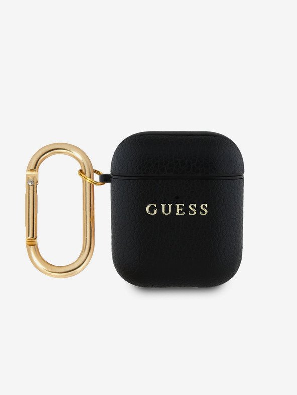 Guess Guess PU zrnata klasična maska ​​s logotipom za AirPods 1/2 crna