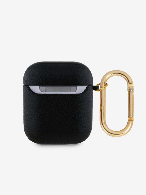 Guess Guess PU zrnata klasična maska ​​s logotipom za AirPods 1/2 crna