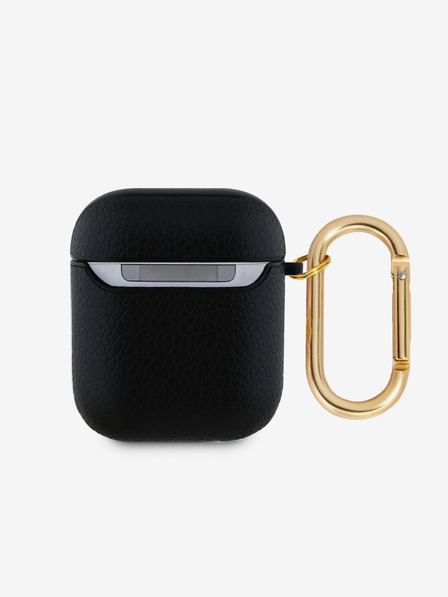 Guess Guess PU zrnata klasična maska ​​s logotipom za AirPods 1/2 crna