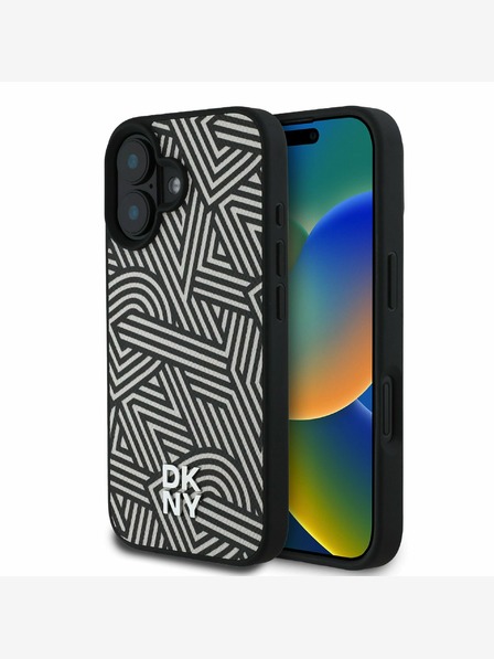 DKNY DKNY PU kožni križni uzorak Magsafe stražnja maska ​​za iPhone 16 Ivory