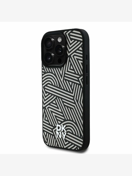 DKNY DKNY PU kožni Crosswalk Pattern Magsafe stražnja maska ​​za iPhone 16 Pro Ivory