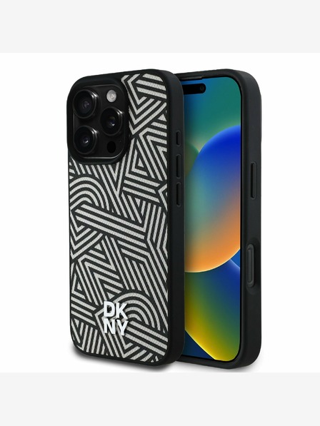 DKNY DKNY PU kožni Crosswalk Pattern Magsafe stražnja maska ​​za iPhone 16 Pro Max Ivory