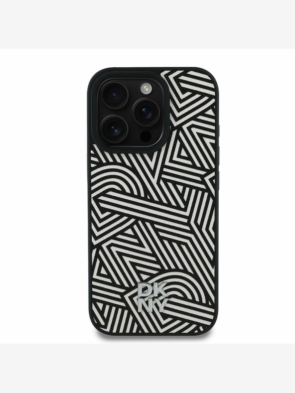 DKNY DKNY PU kožni Crosswalk Pattern Magsafe stražnja maska ​​za iPhone 16 Pro Max Ivory