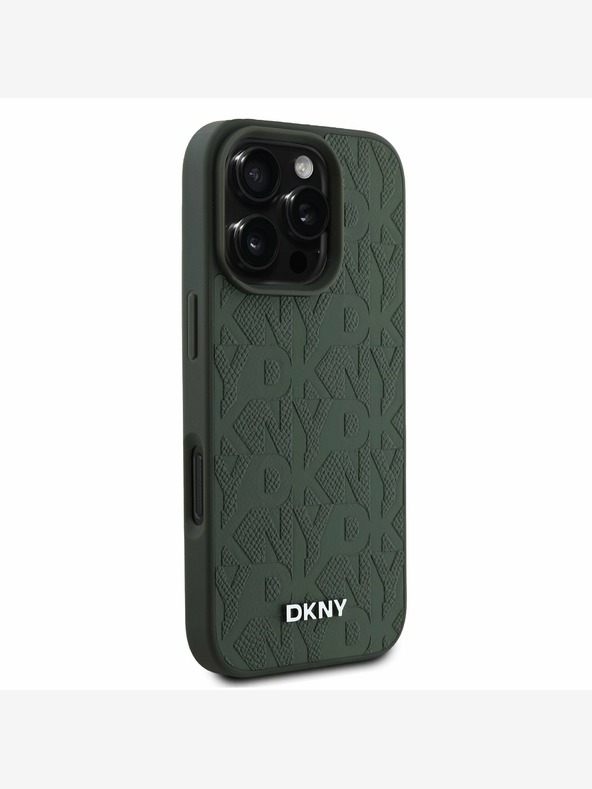 DKNY DKNY PU kožna rešetkasta stražnja maska ​​Magsafe za iPhone 16 Pro zelena