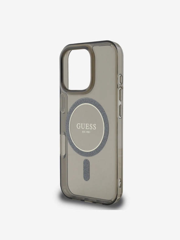 Guess Guess IML Glitter Ring MagSafe stražnja maska ​​za iPhone 16 Pro crna