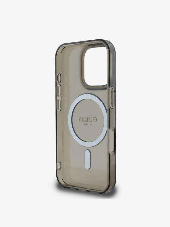 Guess Guess IML Glitter Ring MagSafe stražnja maska ​​za iPhone 16 Pro crna
