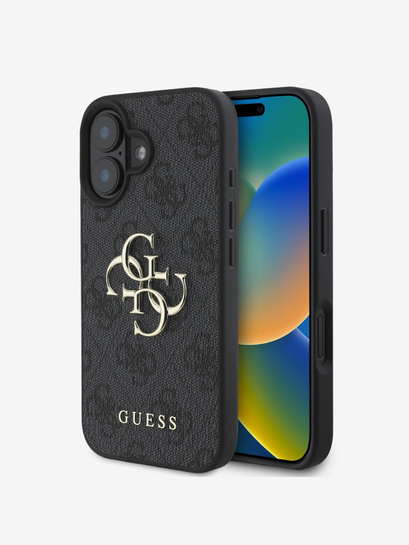 Guess Stražnja maska ​​Guess PU 4G s metalnim logotipom za iPhone 16 siva