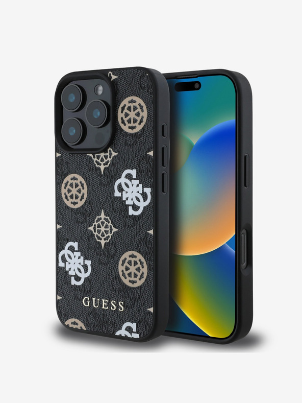 Guess Guess PU 4G Peony MagSafe stražnja maska ​​za iPhone 16 Pro Max crna