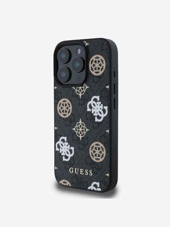 Guess Guess PU 4G Peony MagSafe stražnja maska ​​za iPhone 16 Pro Max crna