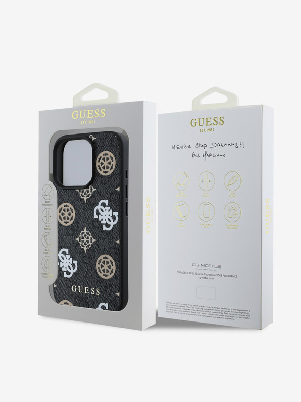 Guess Guess PU 4G Peony MagSafe stražnja maska ​​za iPhone 16 Pro Max crna