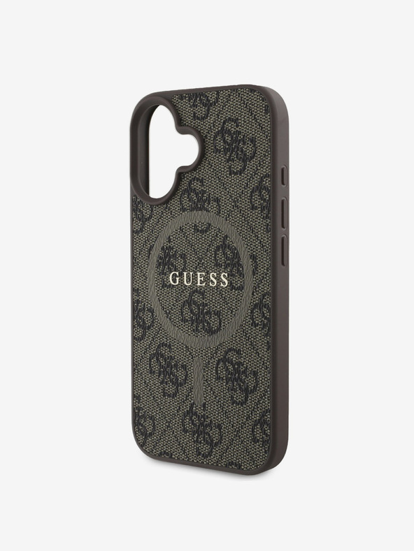 Guess Guess PU kožna 4G obojena stražnja maska ​​MagSafe za iPhone 16 smeđa