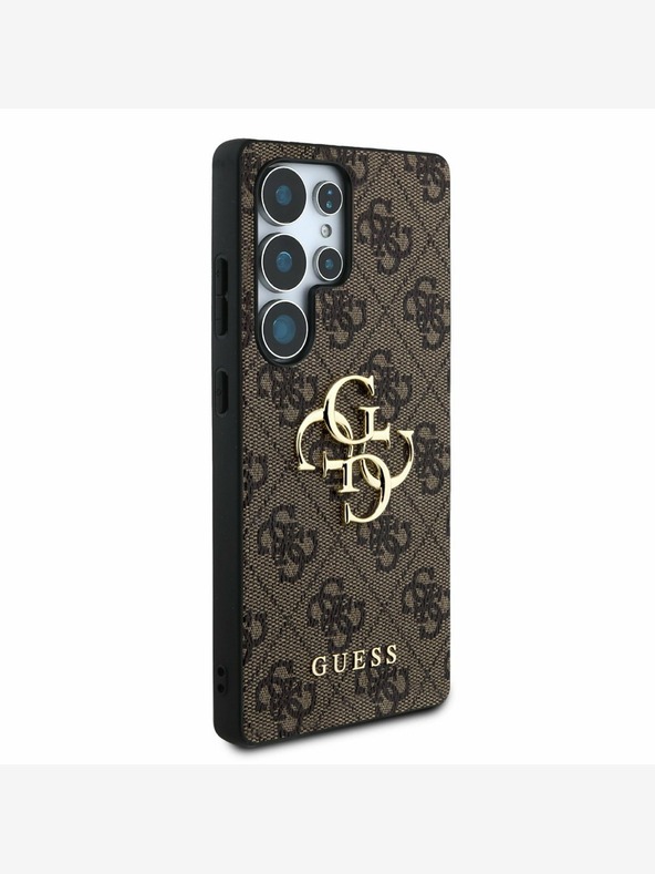 Guess PU 4G Metal Logo Zadní Kryt pro Samsung Galaxy S25 Ultra Brown Etui za telefon