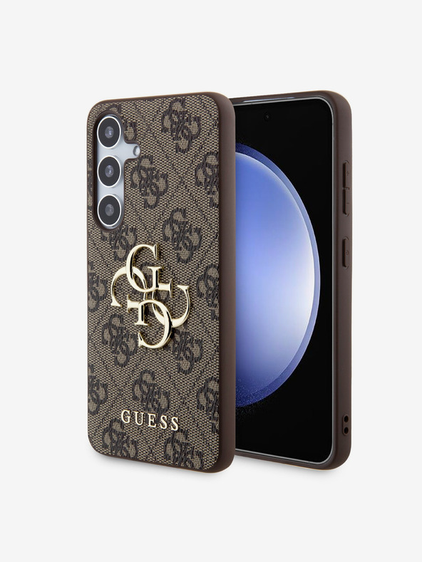 Guess Stražnja maska ​​Guess PU 4G s metalnim logotipom za Samsung Galaxy S24 smeđa