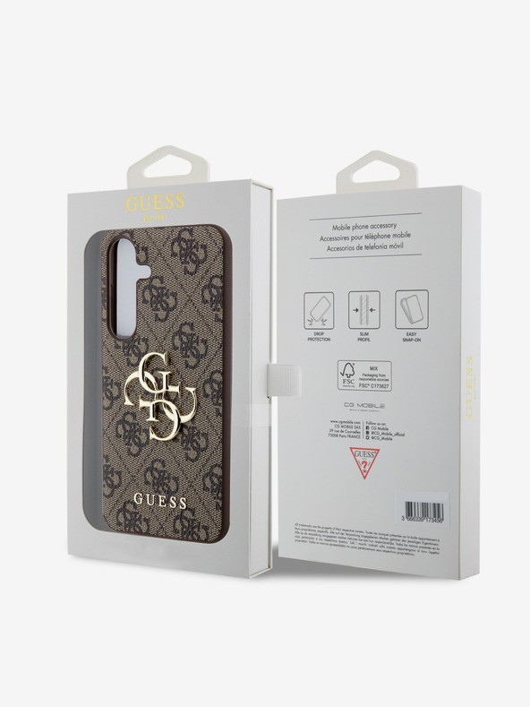 Guess Stražnja maska ​​Guess PU 4G s metalnim logotipom za Samsung Galaxy S24 smeđa