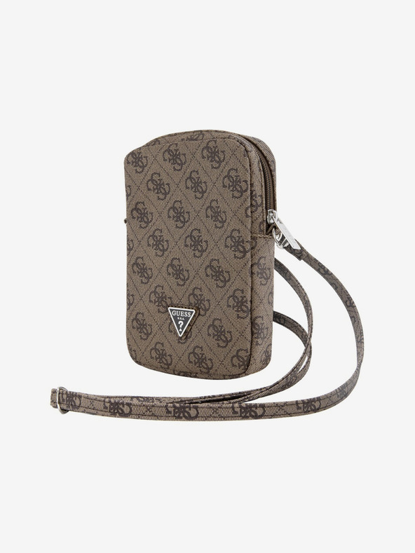 Guess Guess PU 4G telefonska torba s trokutastim logotipom i patentnim zatvaračem smeđa