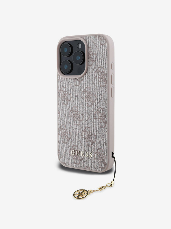 Guess Stražnja maska ​​Guess 4G Charm za iPhone 16 Pro Tone on Tone Pink