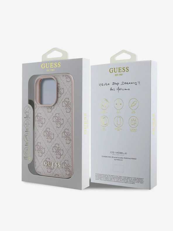 Guess Stražnja maska ​​Guess 4G Charm za iPhone 16 Pro Tone on Tone Pink